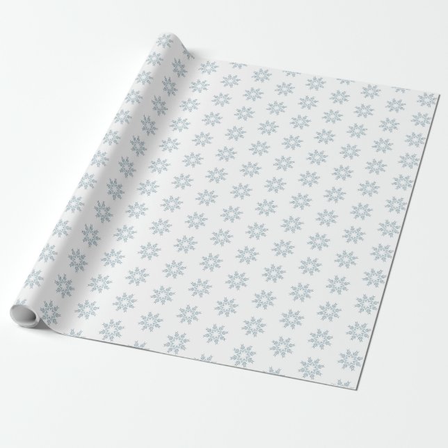 Light Blue Snowflake gift Wrapping Paper (Unrolled)