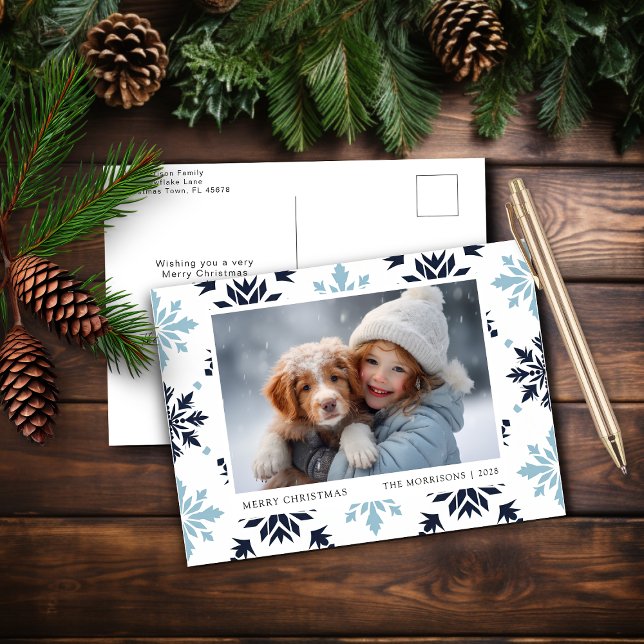 Light Blue Snowflake Holiday Postcard (Creator Uploaded)