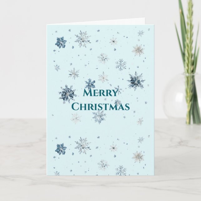 Light Blue Snowflakes Christmas  Card (Front)