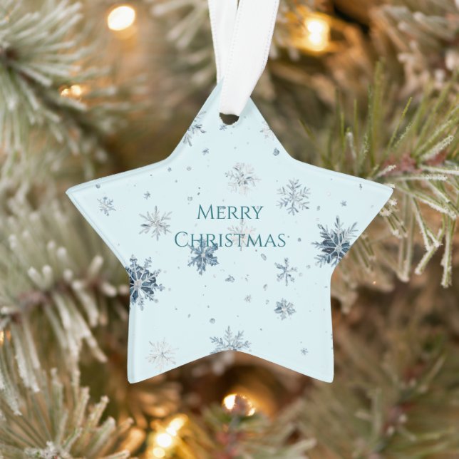 Light Blue Snowflakes Christmas  Ornament (Tree)