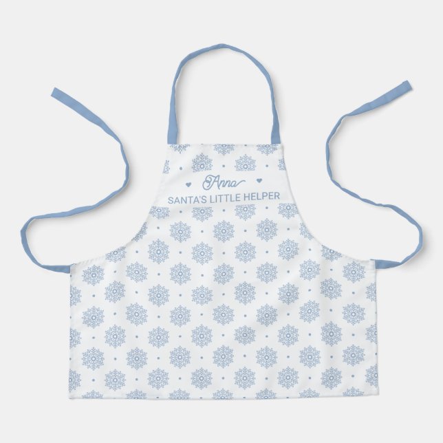 Light Blue Snowflakes Cute Children's Holiday Apron (Front)