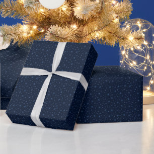 Light Blue Snowflakes Dark Blue Christmas Wrapping Paper