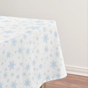 Light Blue Snowflakes on White Tablecloth
