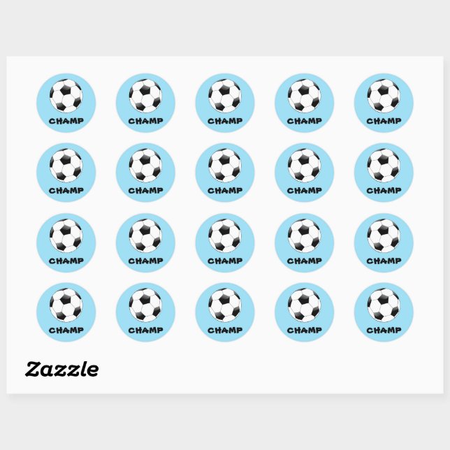 Light Blue Soccer Champ Stickers (Sheet)