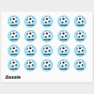 Light Blue Soccer Champ Stickers