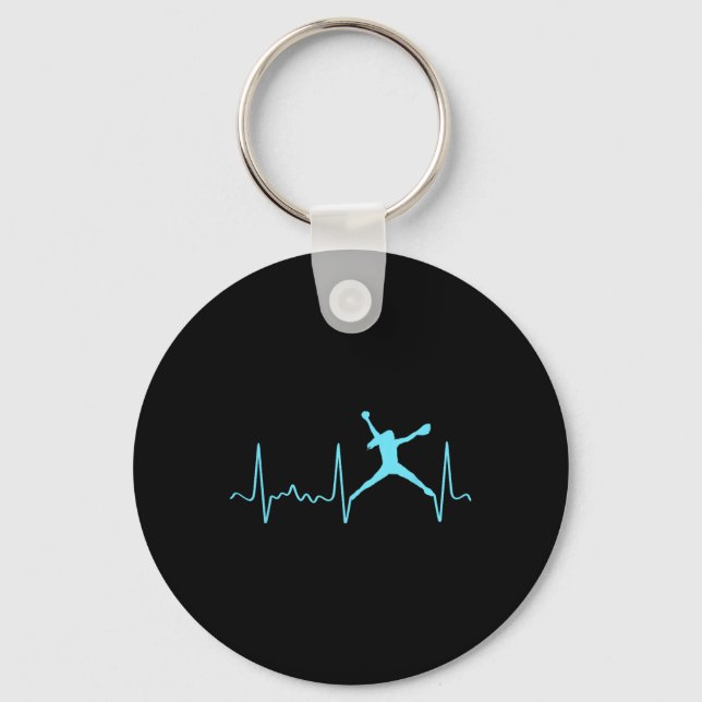 Light Blue Softll Pitcher Heartbeat - Fastpitch So Key Ring (Front)