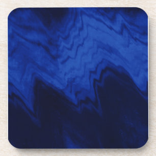 Light Blue Sound Waves on Dark Blue Coaster