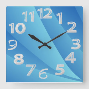Light blue square wall clock