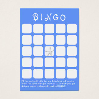 Light Blue Star Fish 5x5 Bridal Shower Bingo Card