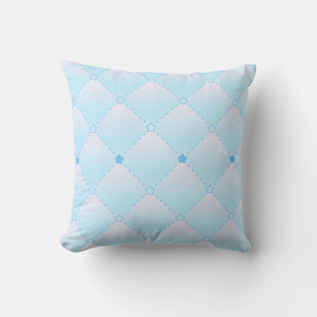 Light Blue Star Pattern Decorative Throw Pillow (Front)