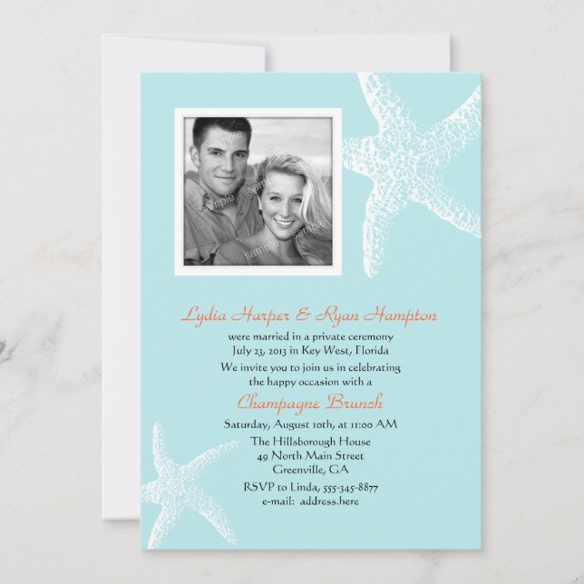 Light Blue Starfish Photo Template Reception Only (Front)