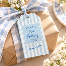 Light Blue Stripe 21st Birthday Coastal Chic