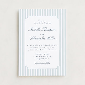 Light Blue Stripe Framed Wedding Invitation