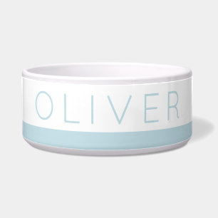 Light Blue Stripe Minimalist Cat Dog Name on Pet