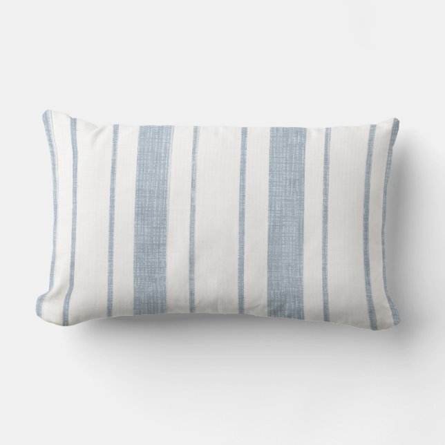 Light Blue Striped Lumbar Pillow (Front)