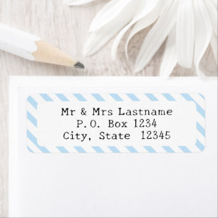 Light Blue Striped Return Address Label