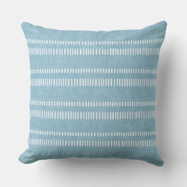 Light Blue Striped Throw Pillow (Front)