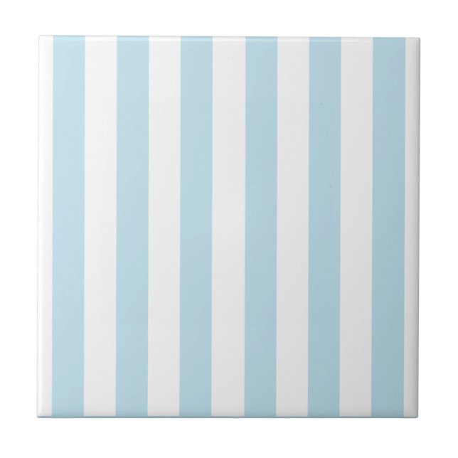 Light Blue Stripes Ceramic Tile (Front)