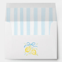 Light Blue Stripes Lemon Branches With Bow