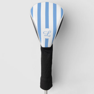 Light Blue Stripes Modern Monogram Girly Golf Head Cover