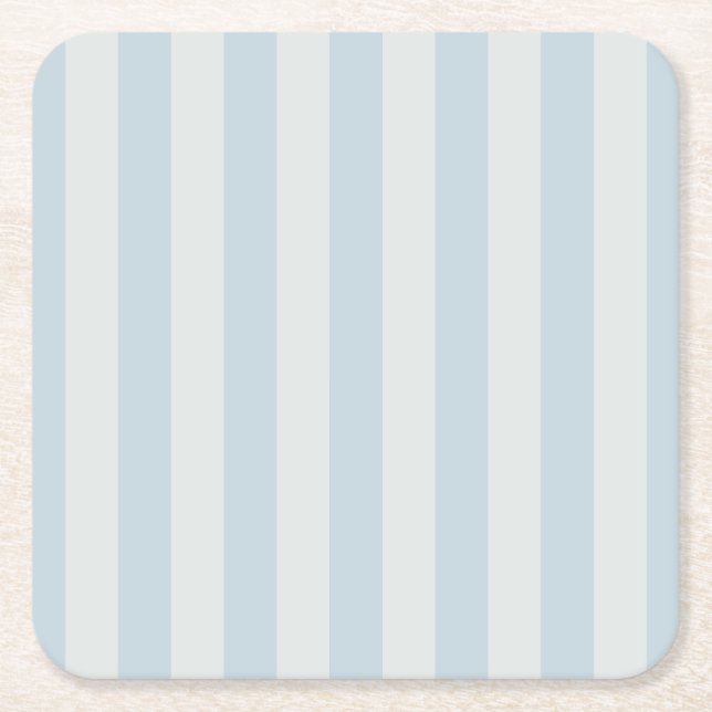 Light Blue Stripes Square Paper Coaster (Front)