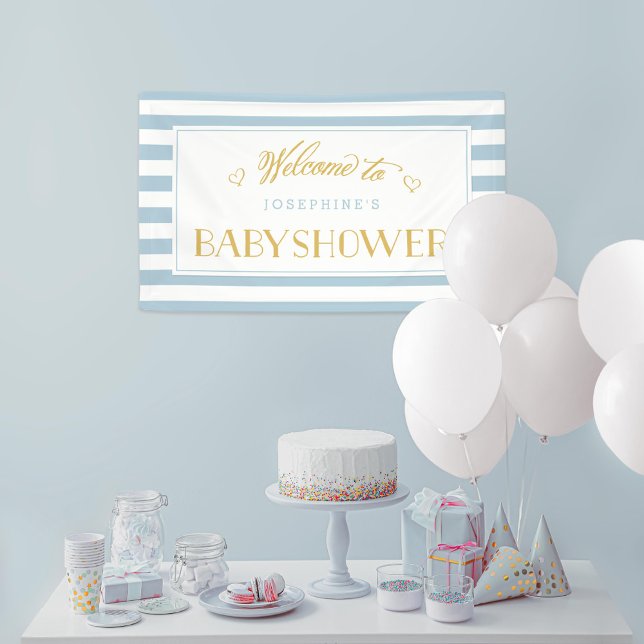 Light Blue Stripes with Gold Mum to Be | Baby Show Banner (Creator Uploaded)