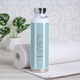 Light Blue Stripes with Name Water Bottle