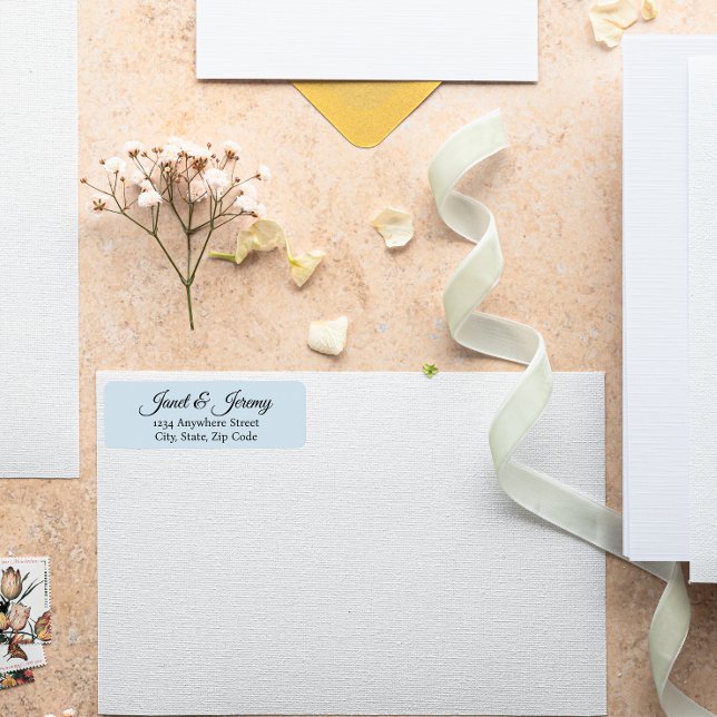 Light Blue Stylised Names Wedding Address Return Address Label (In Situ Wedding)
