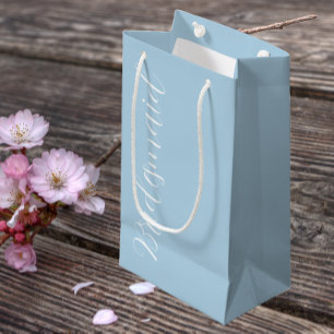 Light Blue Stylised Script Wedding Bridesmaid Small Gift Bag