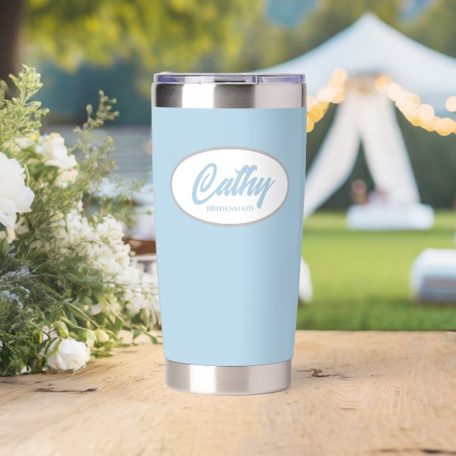 Light Blue Stylised Wedding Bridesmaid Insulated Tumbler (Wedding (Rotated))