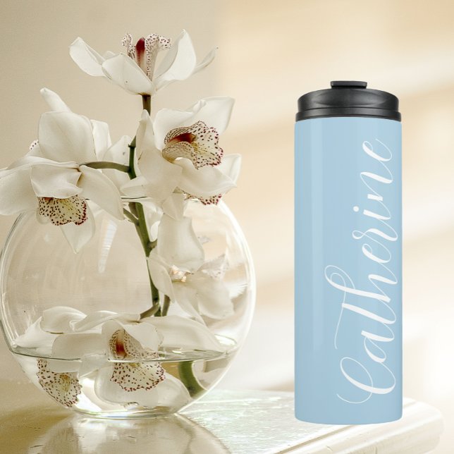 Light Blue Stylised Wedding Bridesmaid Thermal Tumbler (In Situ)