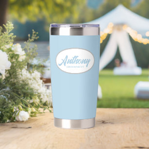 Light Blue Stylised Wedding Groomsman Insulated Tumbler