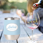 Light Blue Stylised Wedding Groomsman Name<br><div class="desc">Gift your wedding groomsman with this trendy and personalised, stainless steel wine tumbler with his name in stylised script inside a white, oval design. Background colour and script is a light blue. Perfect for a bachelor party as well! Personalise your wine tumbler by editing and replacing name with desired name....</div>