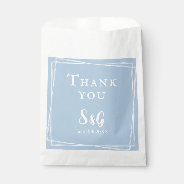 Light Blue Stylish Script Custom Elegant Wedding Favour Bag (Front)