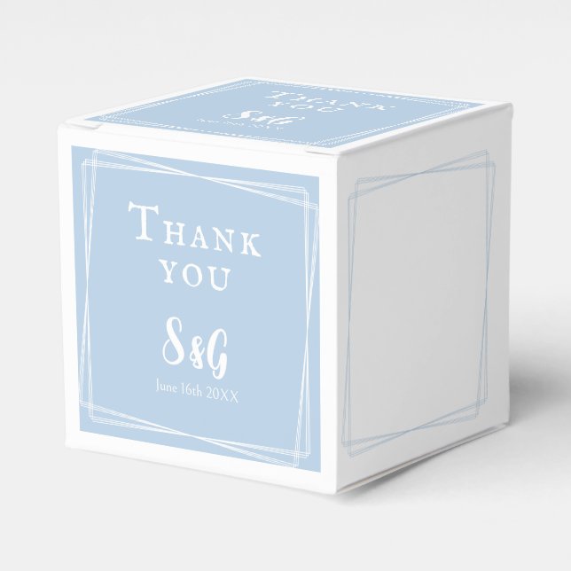 Light Blue Stylish Script Custom Elegant Wedding Favour Box (Front Side)