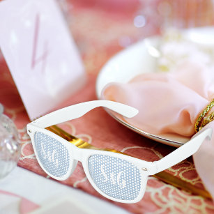 Light Blue Stylish Script Novelty Wedding Initials Retro Sunglasses
