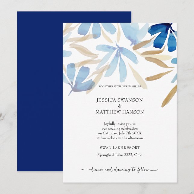 Light Blue Summer Wedding Invitation (Front/Back)
