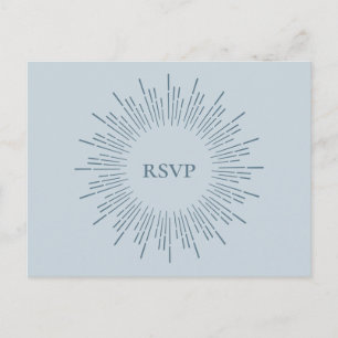 Light Blue Sunburst Wedding RSVP Song Request Invitation Postcard