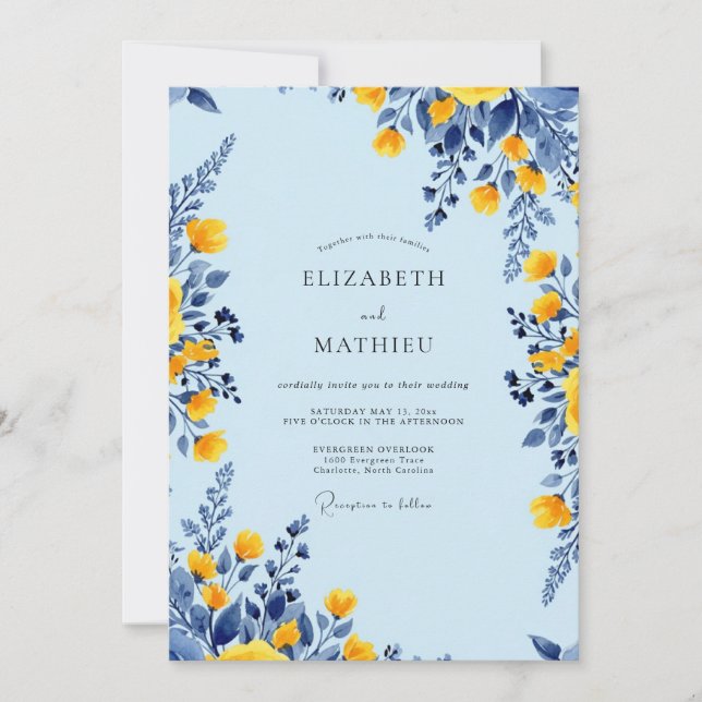Light Blue Sunny Spring Wedding Invitation (Front)