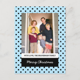 Light Blue Sweet Polka Dot Holiday Photo Postcard