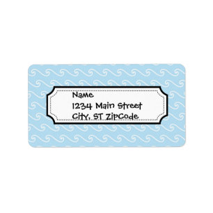 Light Blue Swirls Waves Nautical Beach Print Label