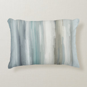 Light Blue Teal Gray Brown Abstract Stripe Decorative Cushion