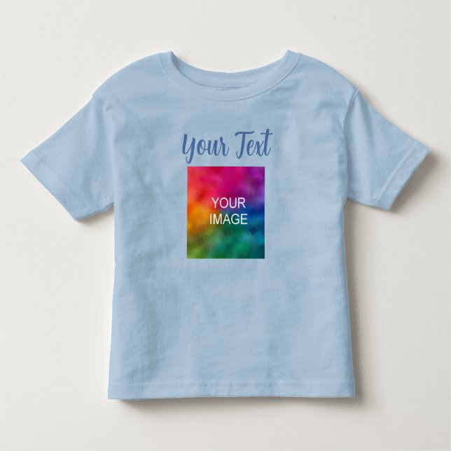 Light Blue Template Upload Image Photo Add Text Toddler T-Shirt (Front)