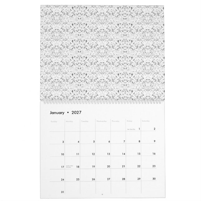 Light-blue textured pattern with small, repeating  calendar (Jan 2027)