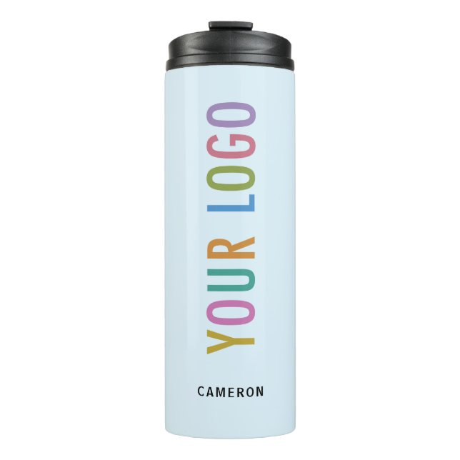 Light Blue Thermal Water Bottle Company Logo 12 oz (Front)
