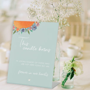 Light Blue This Candle Burns In Loving Memory Pedestal Sign