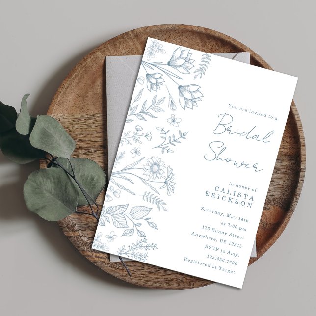 Light Blue Toile Bridal Shower Invitation (Creator Uploaded)