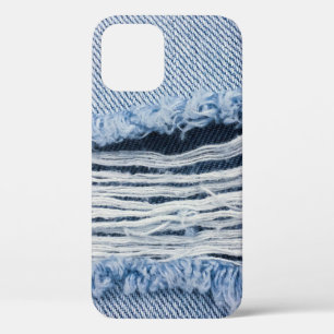 Light blue torn Jeans texture. iPhone 12 Case