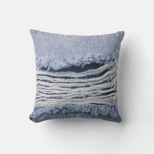 Light Blue Torn Jeans Texture Cushion