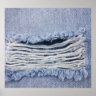 Light Blue Torn Jeans Texture Poster